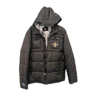 NFL Pro Line New Orlean Saints Mens Hooded Full Zip Lined Puffer Jacket Size XL